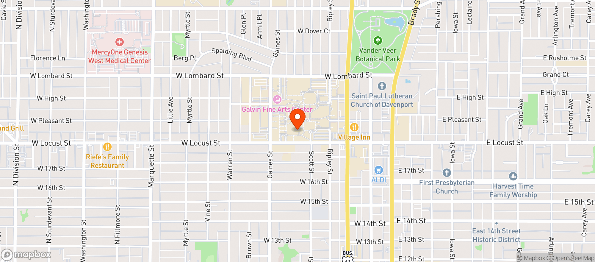 Map showing St Ambrose Rogalski Center