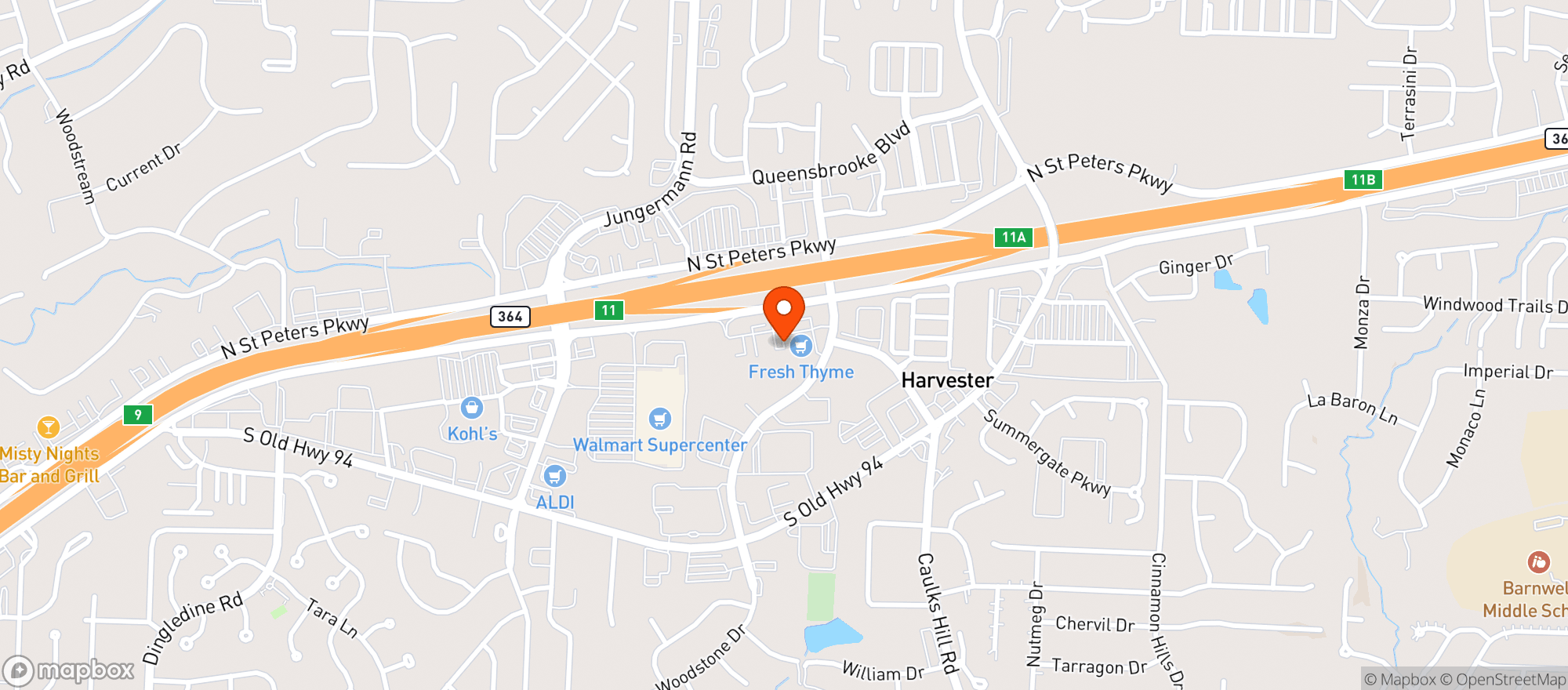 Map showing Fresh Thyme Farmers Market