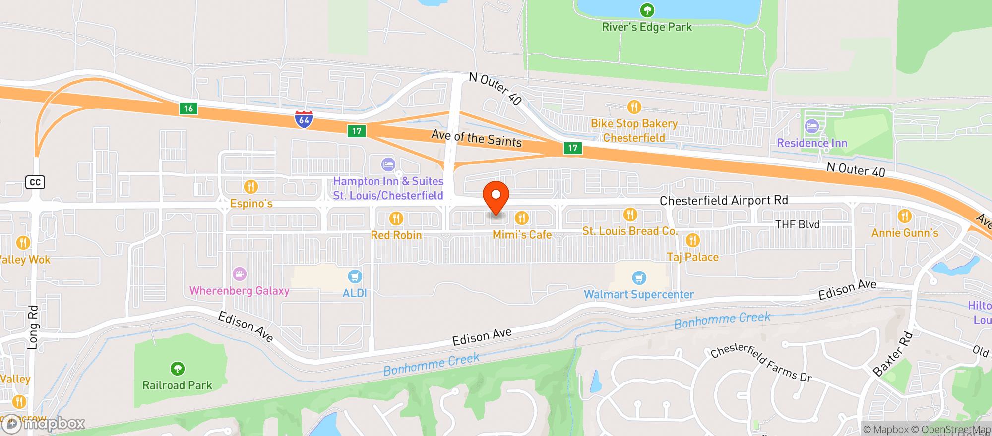 Map showing Rock & Brews Chesterfield