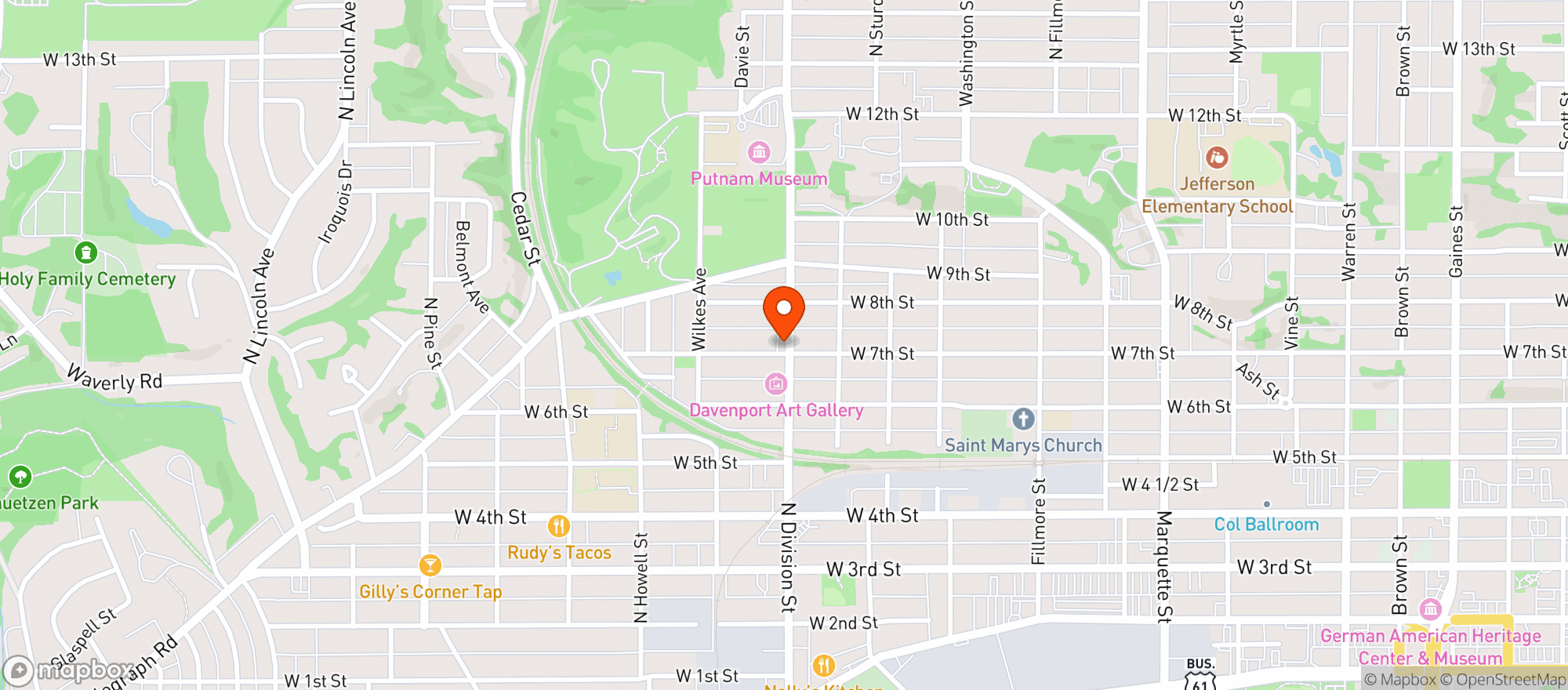 Map showing Westside Grocery