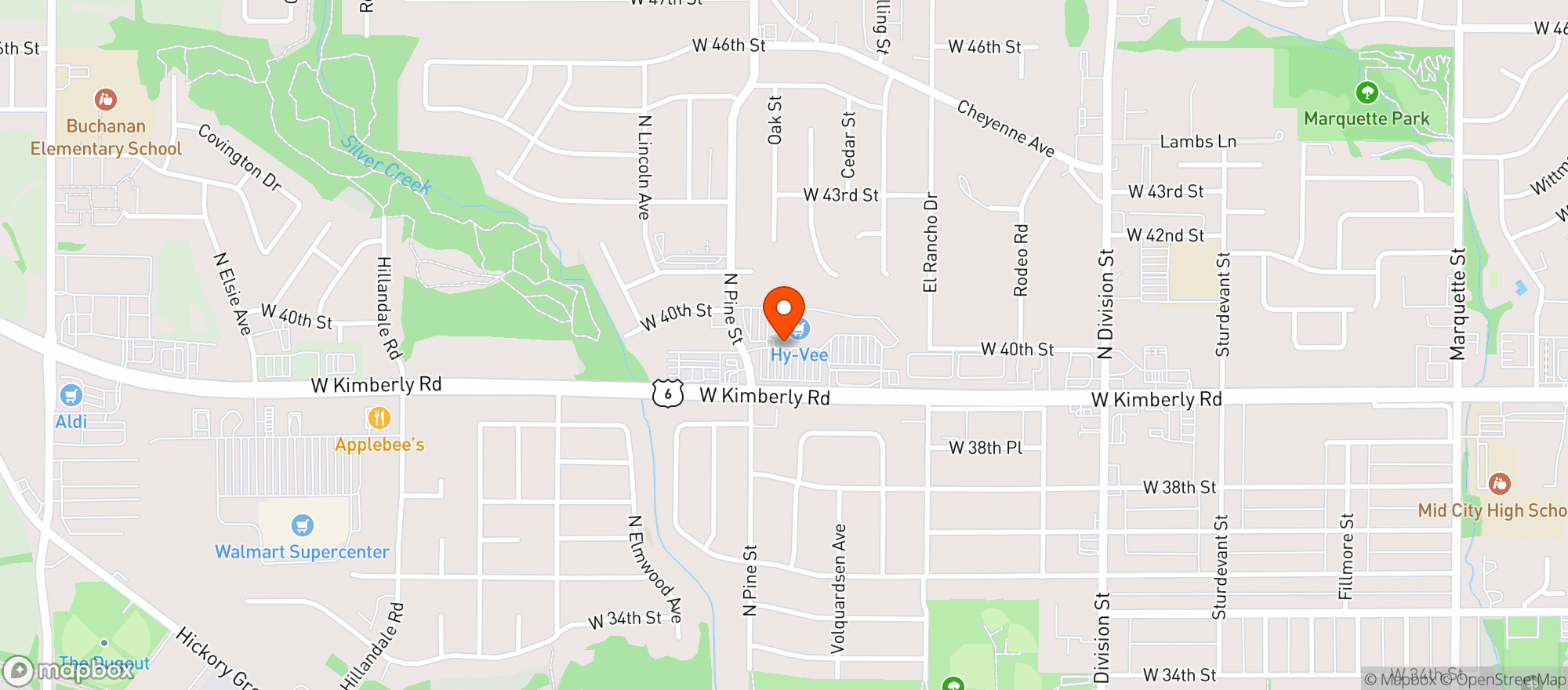 Map showing Hy Vee Food Store