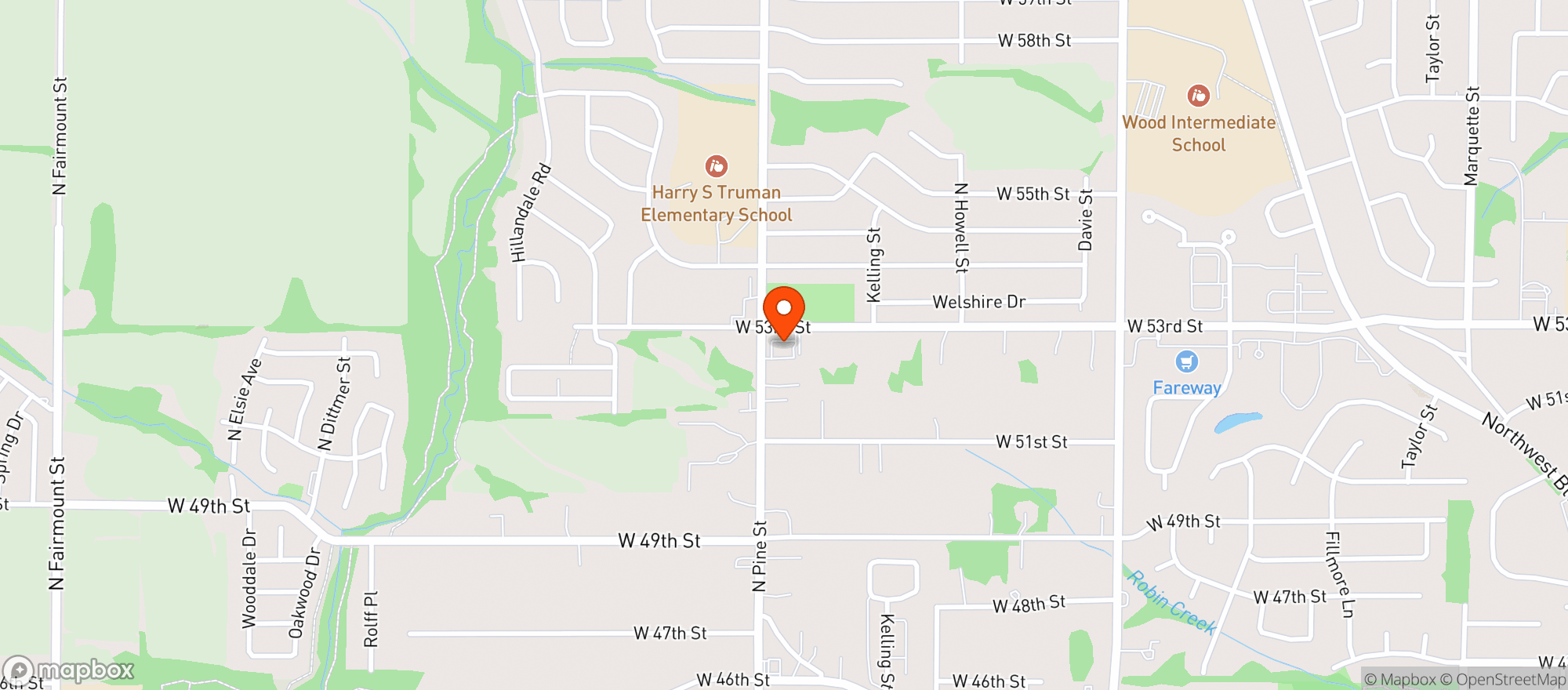 Map showing Essentials W 53rd St