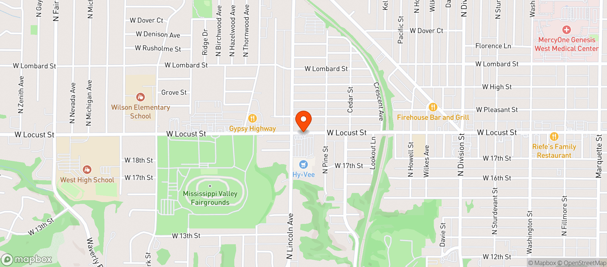 Map showing Hy Vee Wine & Spirits