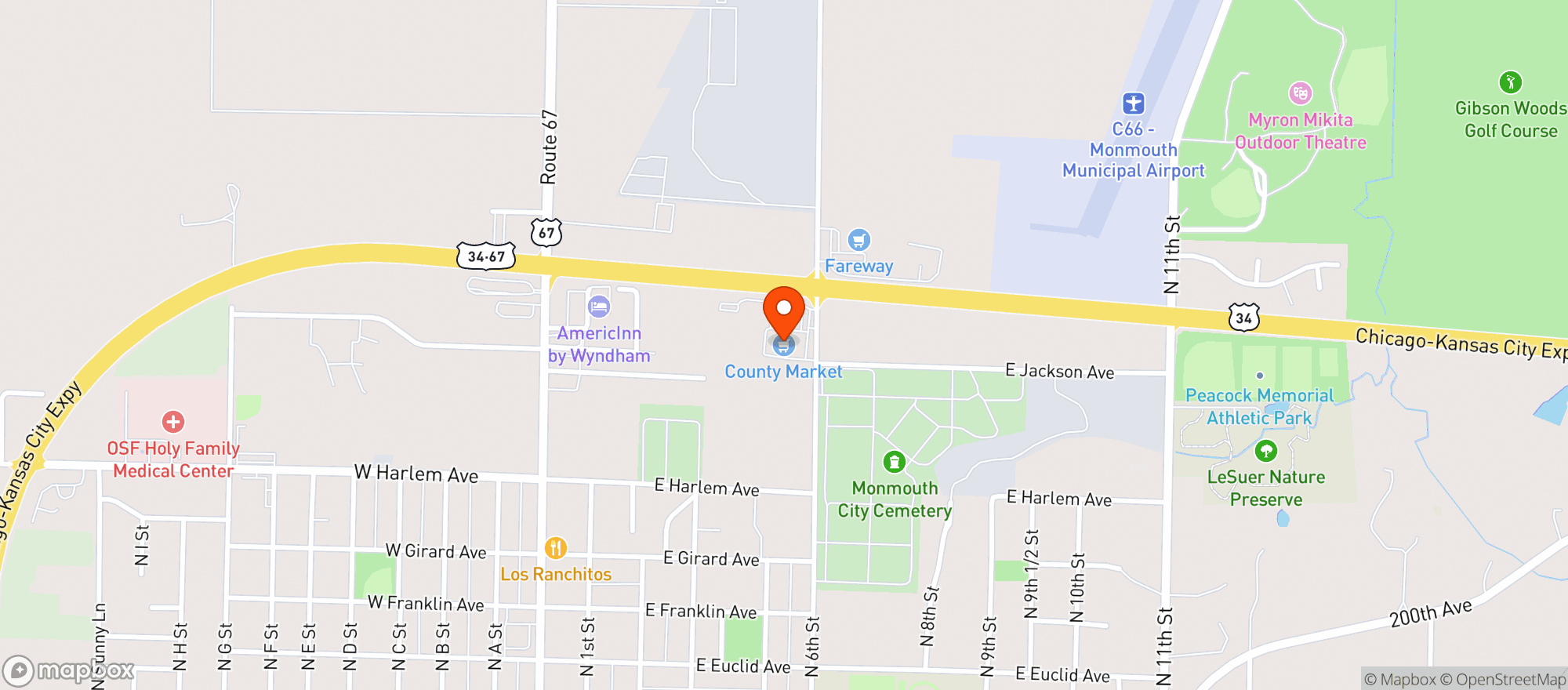 Map showing County Market - 139 - Monmouth