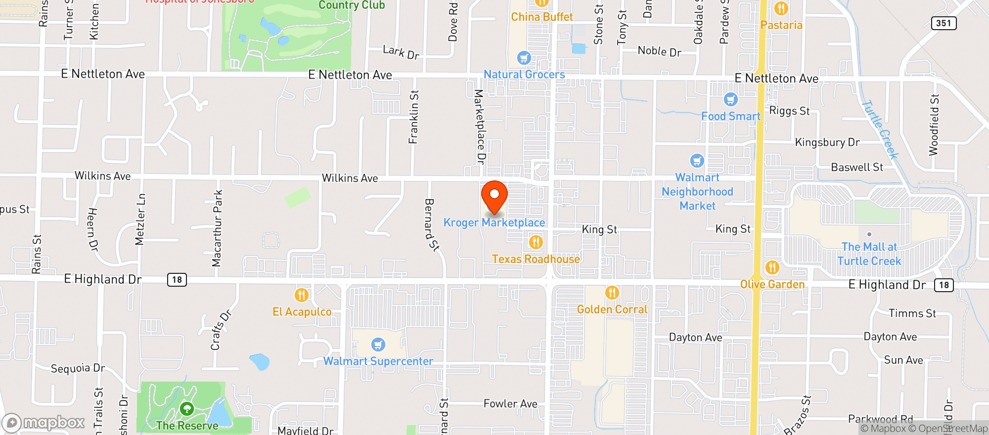 Map showing Kroger