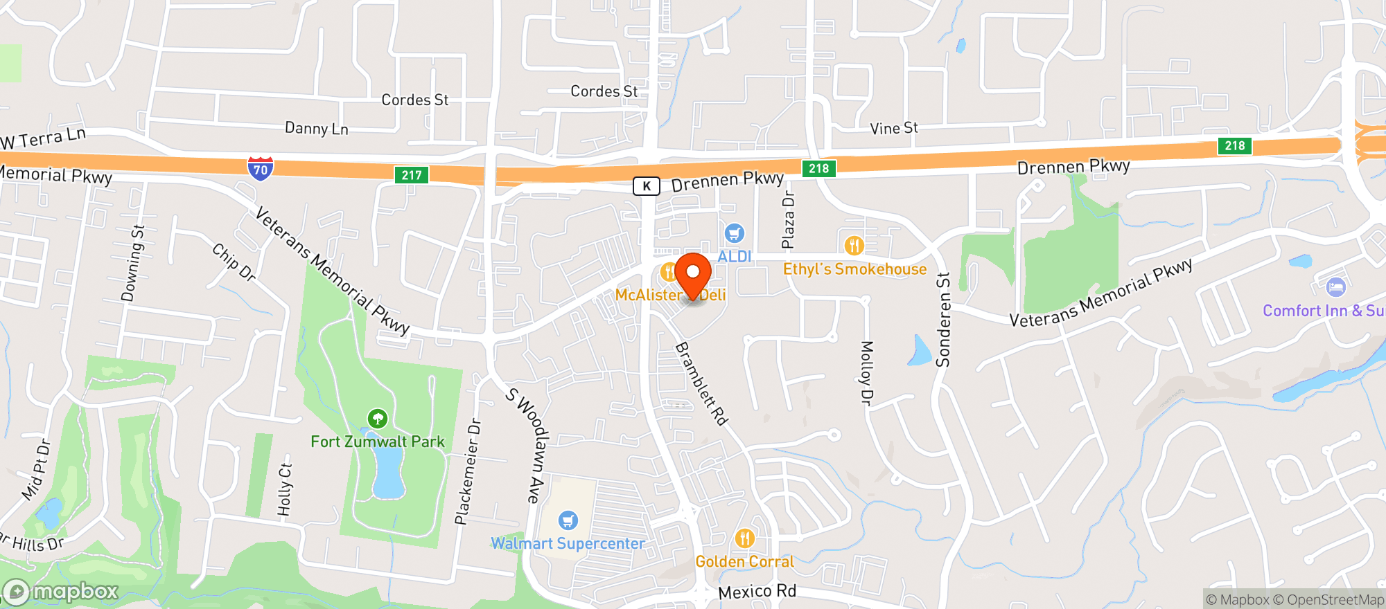 Map showing Schnucks #129