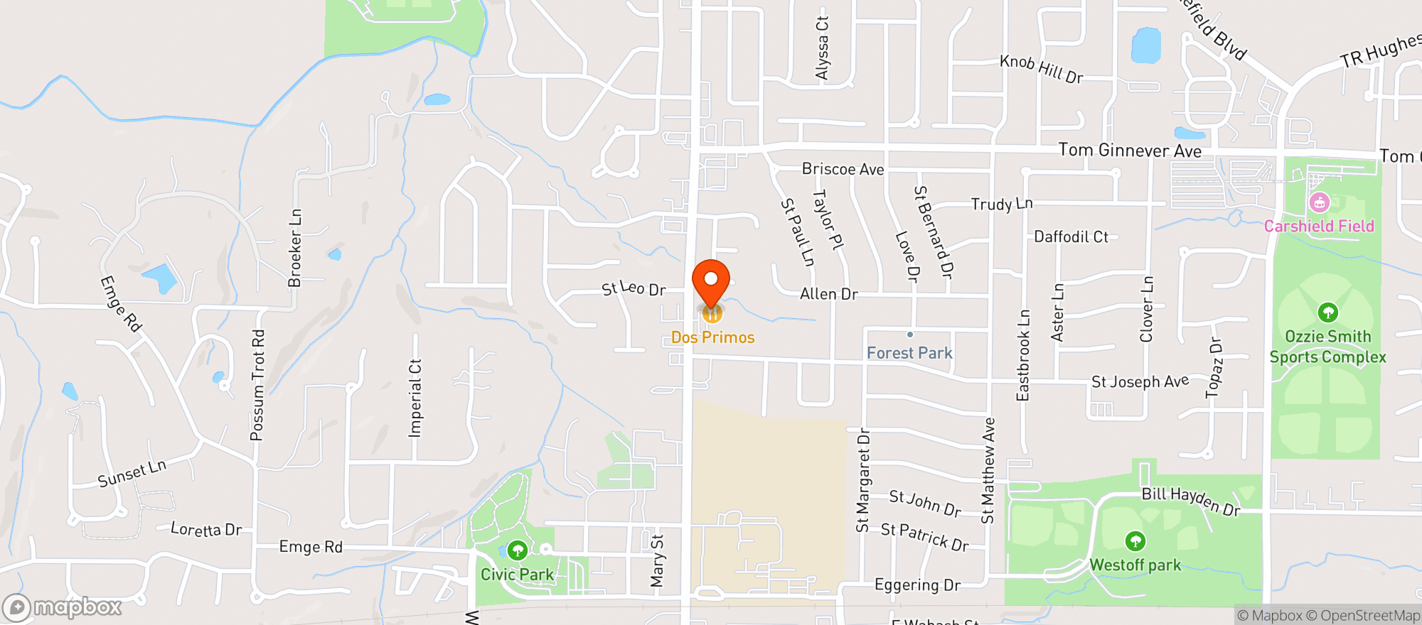 Map showing Dos Primos (O Fallon)
