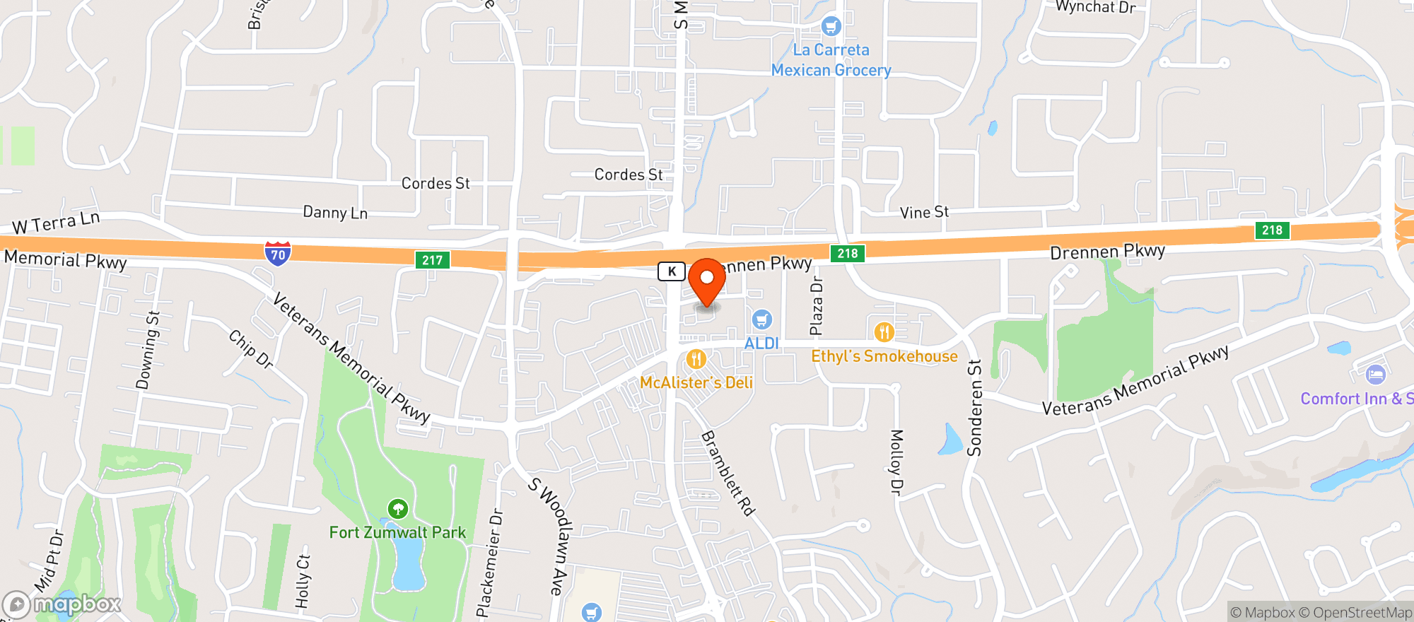 Map showing DIRT CHEAP - O FALLON