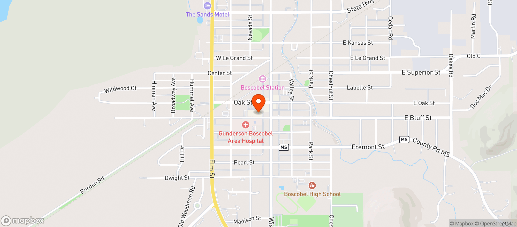 Map showing Piggly Wiggly - Boscobel