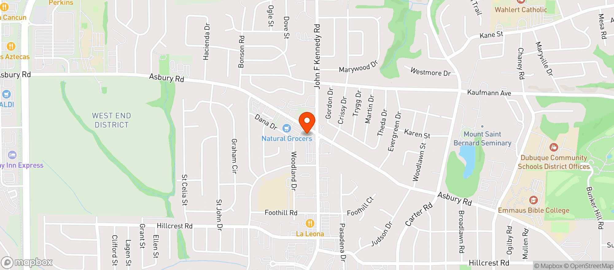 Map showing DUBUQUE WINE & SPIRITS
