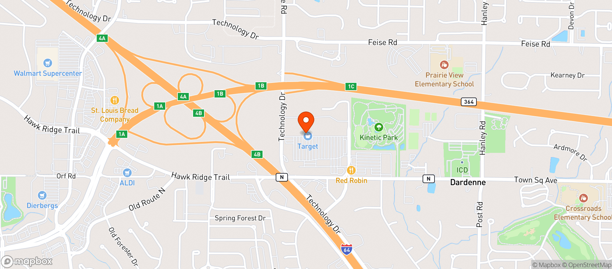 Map showing Target - Dardenne Prairie