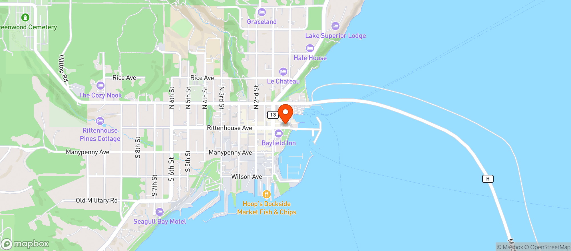 Map showing Pier Plaza Restaurant