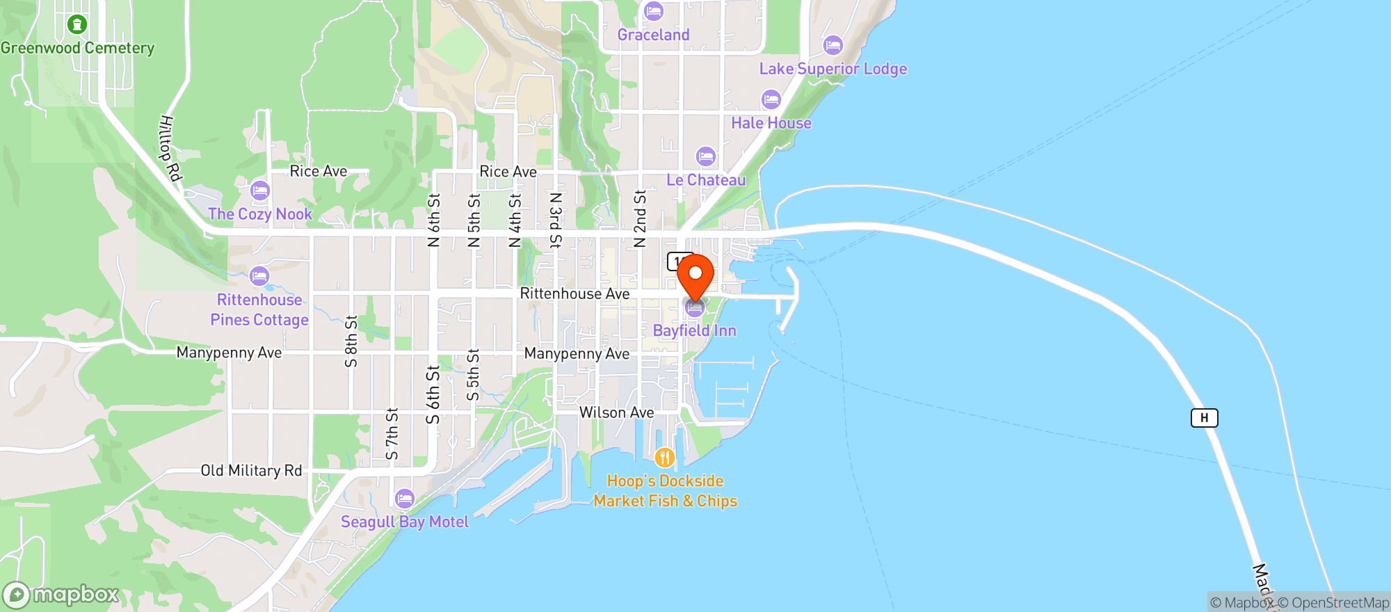Map showing Bayfield Inn