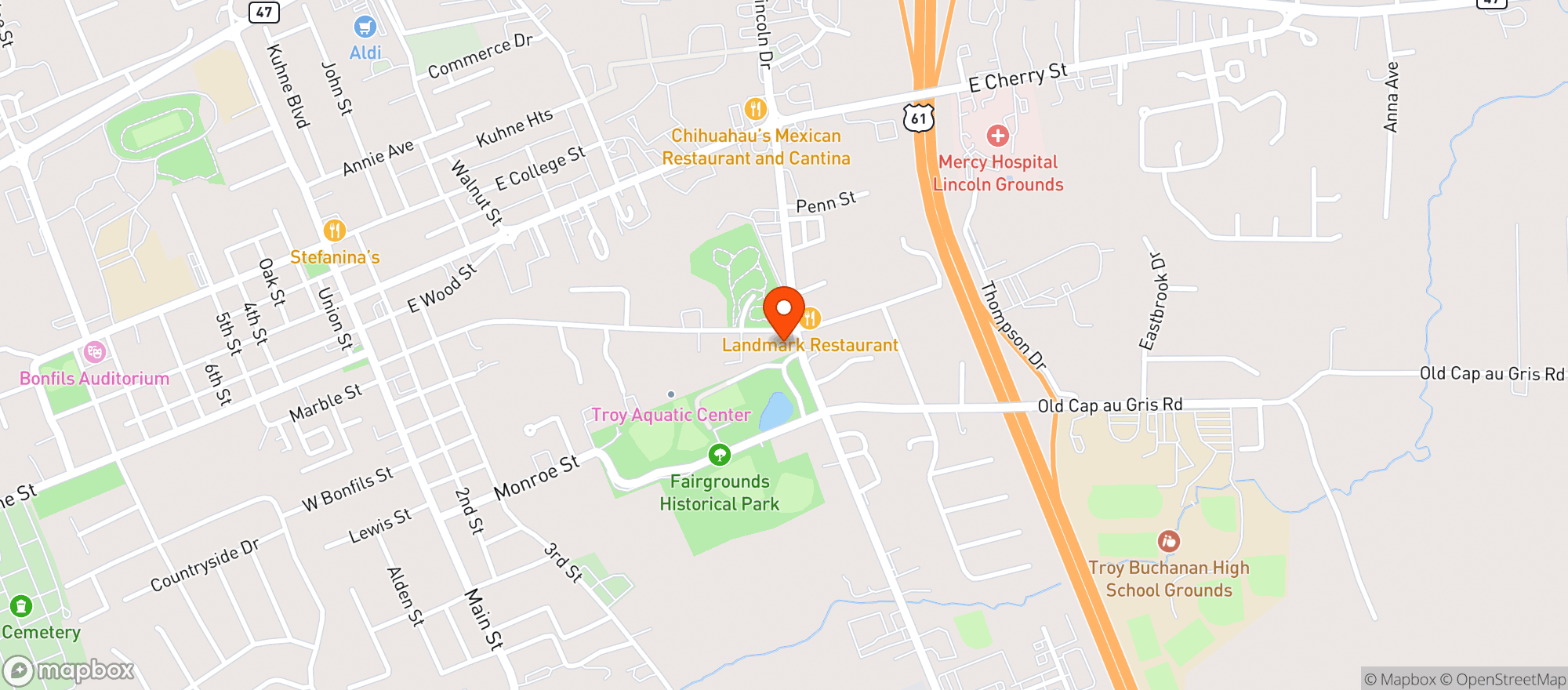 Map showing Gas Mart 43