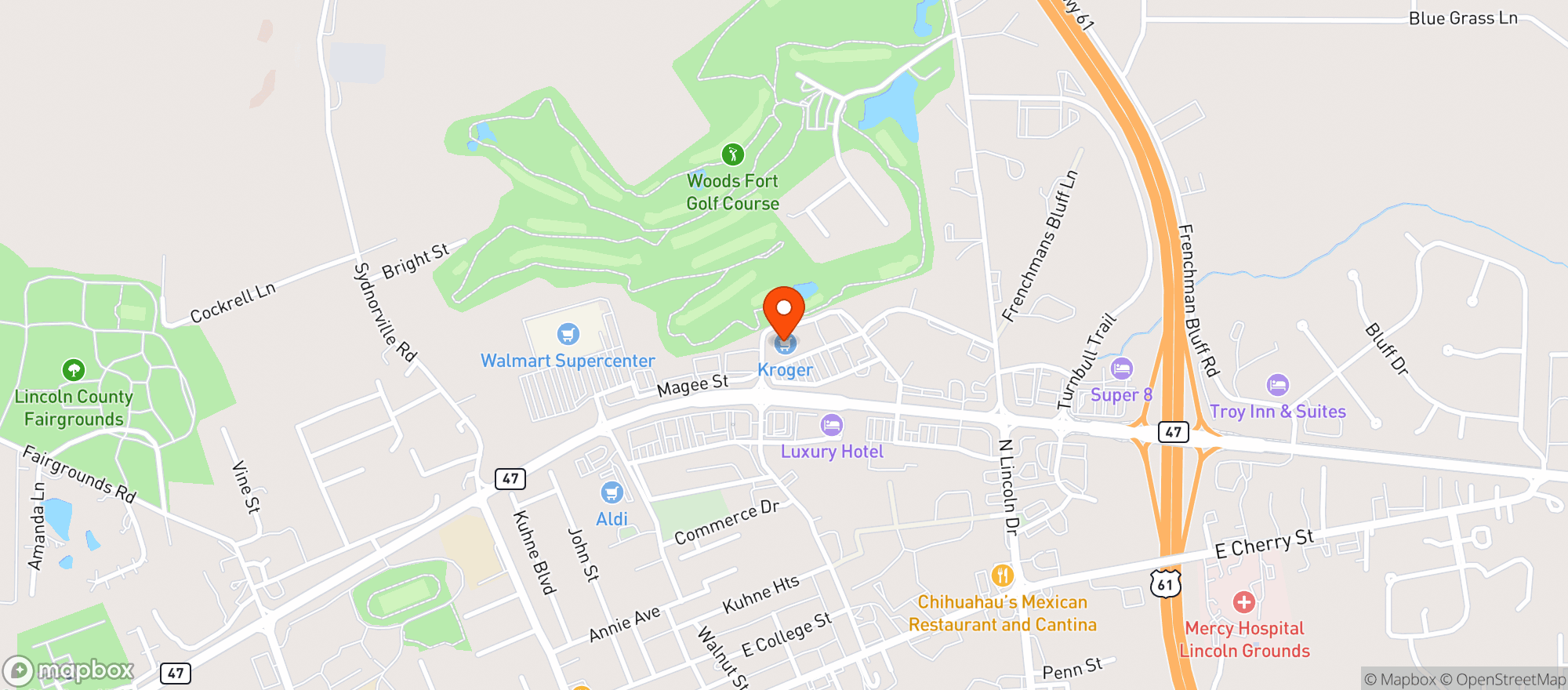 Map showing Kroger