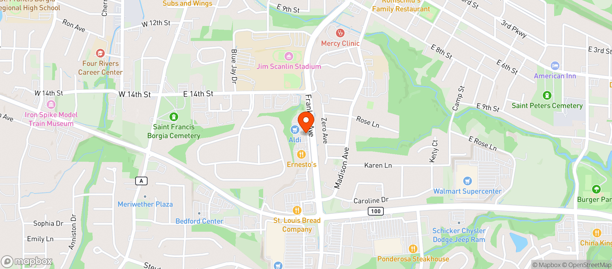 Map showing DIRT CHEAP CIGARETTES & BEER