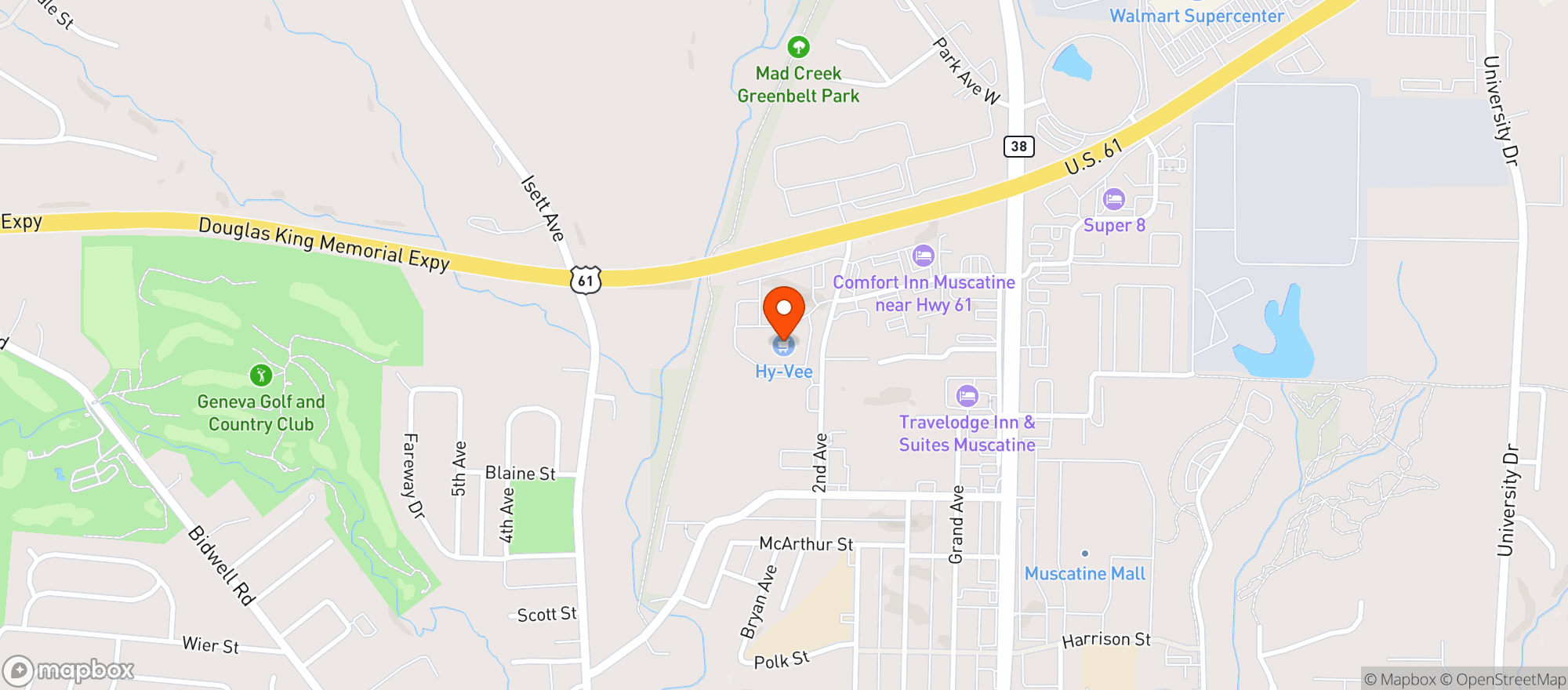 Map showing Hy Vee Food Store #1437