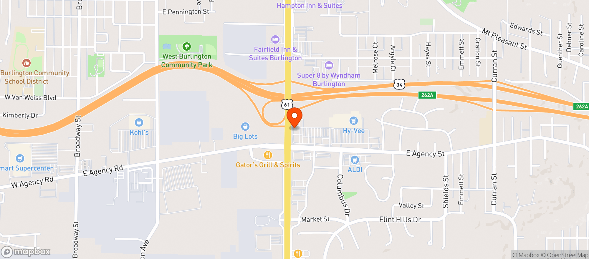 Map showing Wild Side-Burlington-Bu