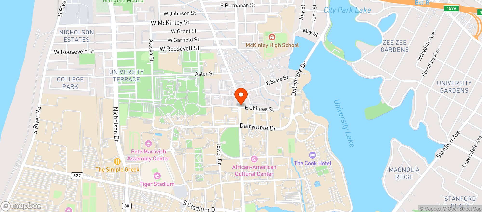 Map showing CHIMES RESTAURANT