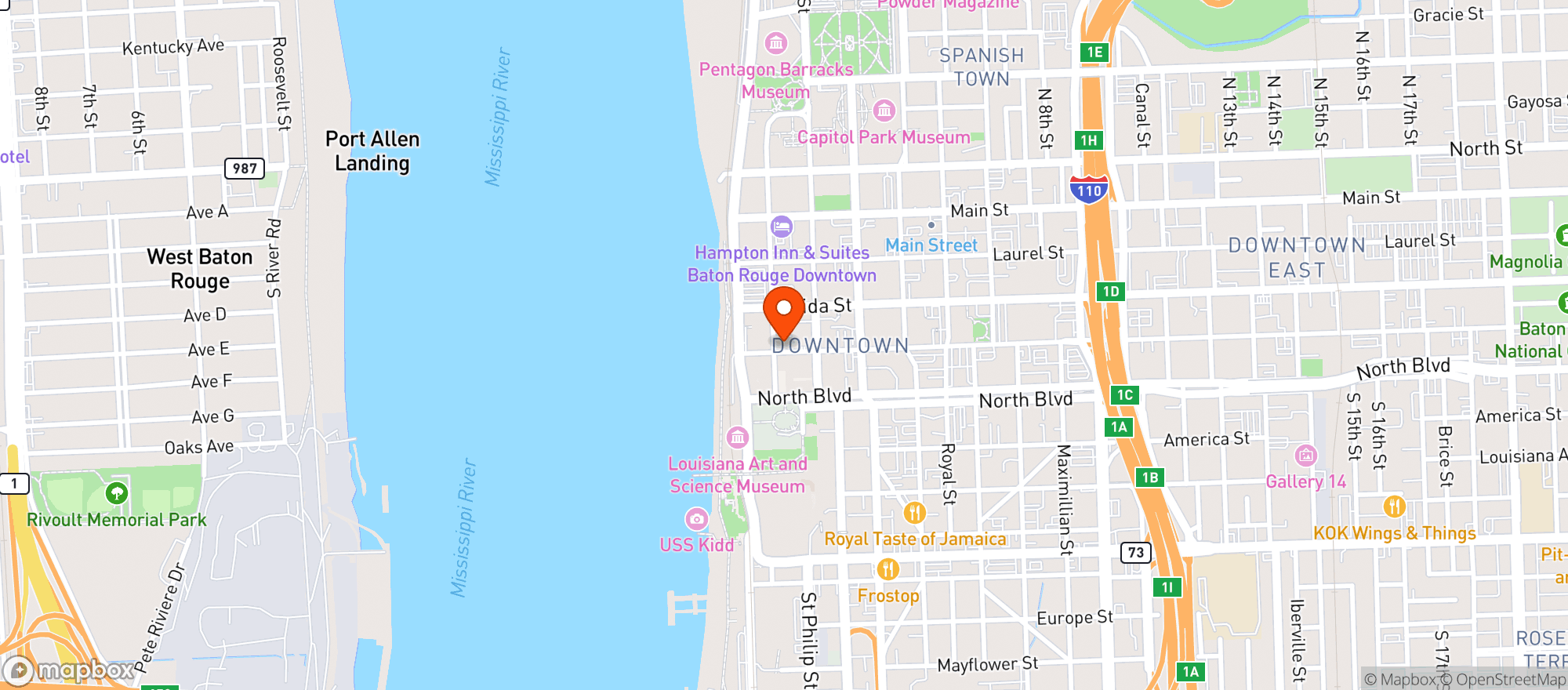 Map showing Hotel Indigo #btrin