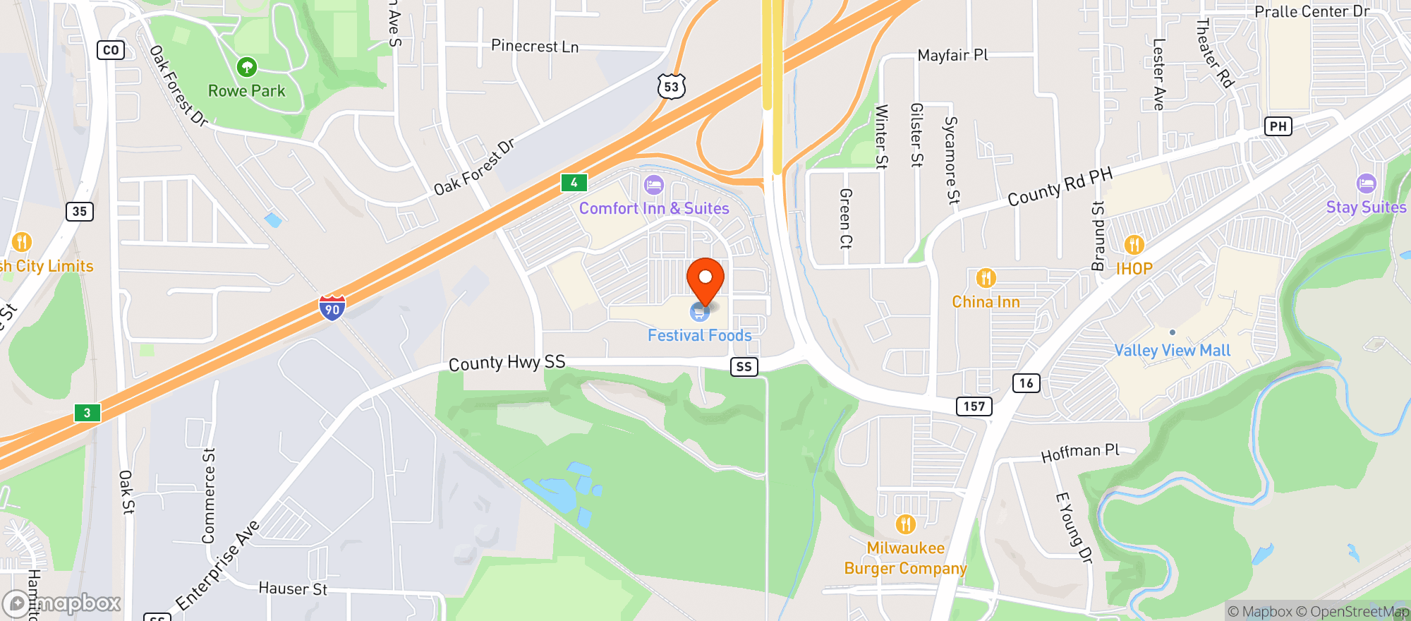 Map showing Festival (L)-Onalaska