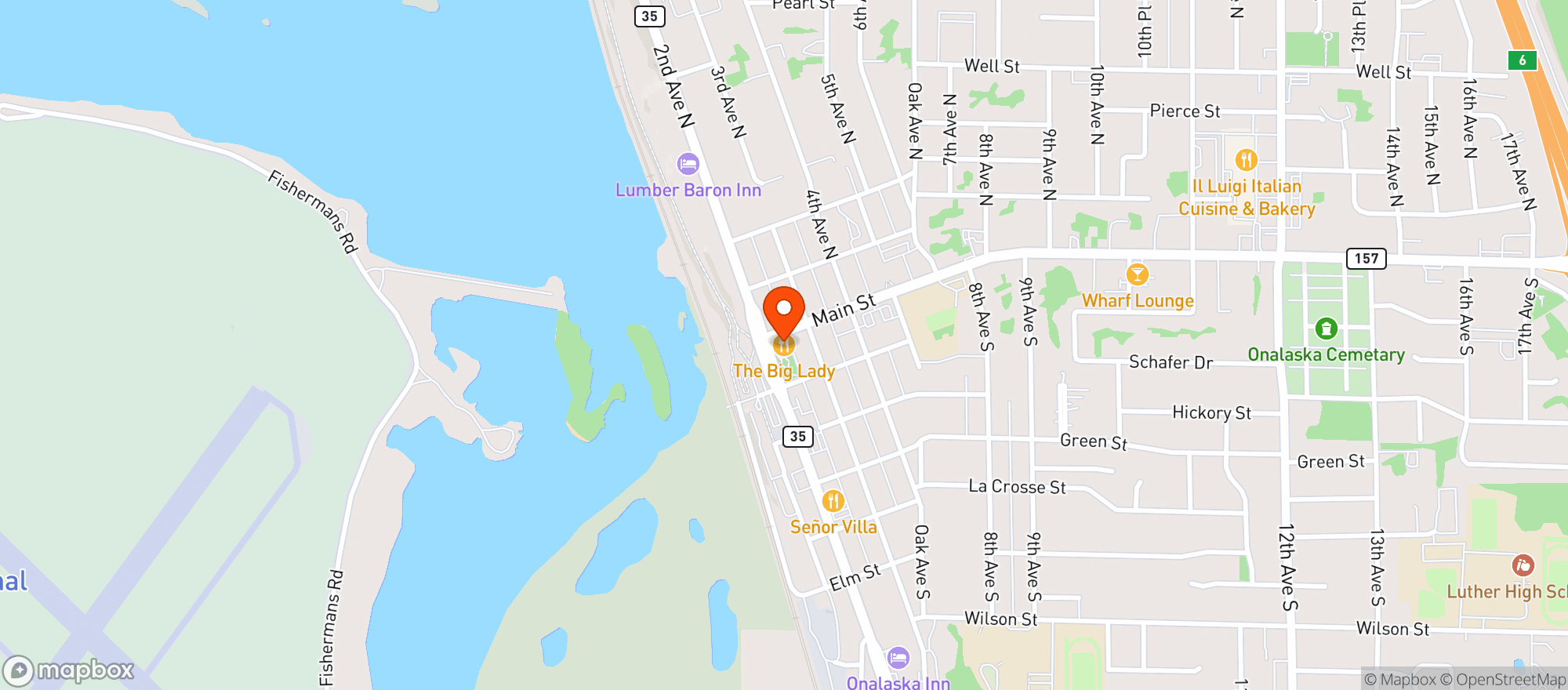 Map showing The Big Lady