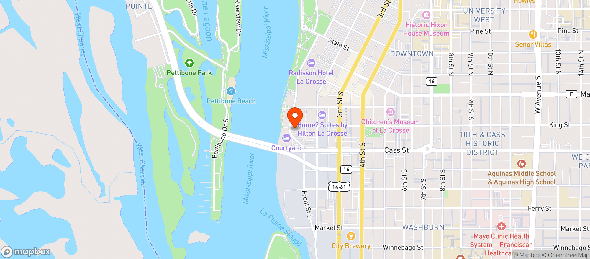 Map showing Piggy's Restaurant and Lounge
