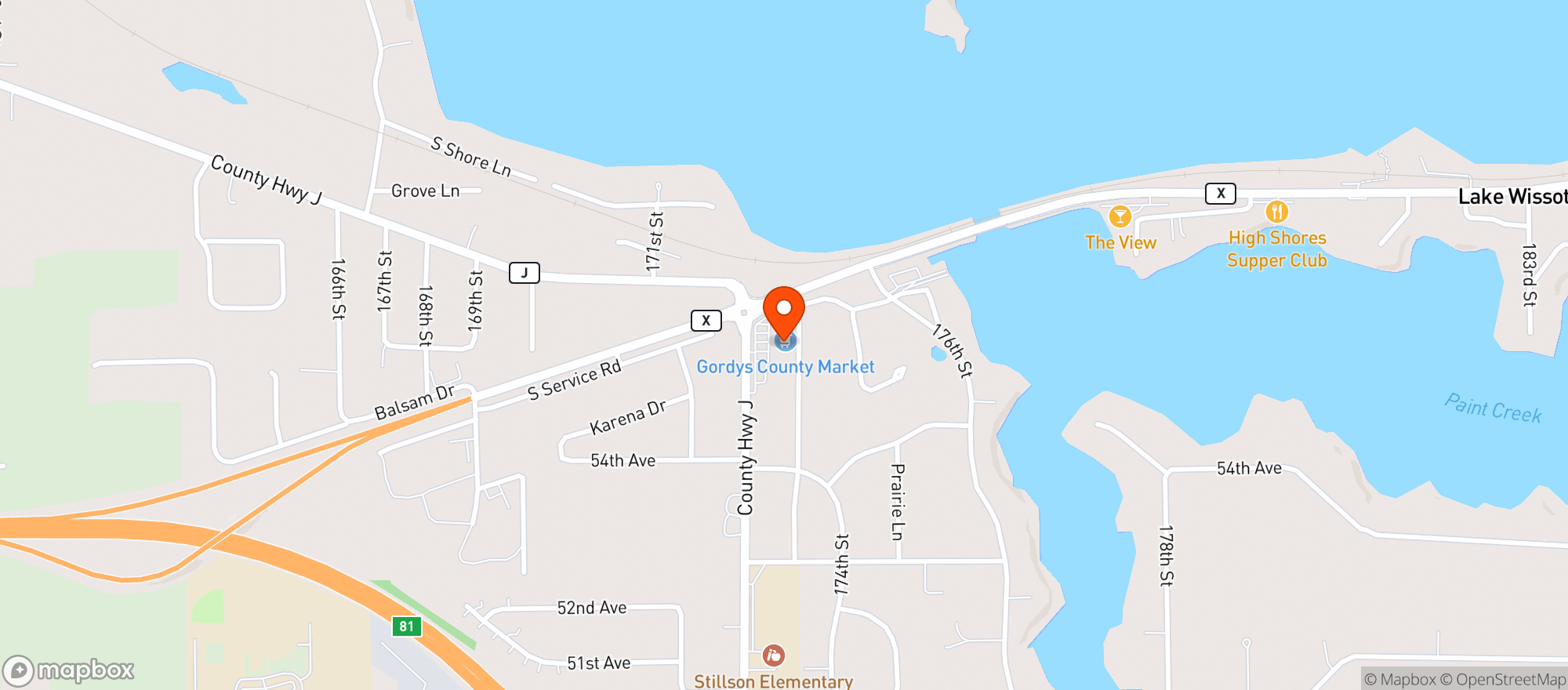 Map showing Jacobson S Liquor