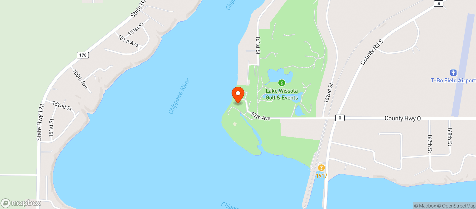 Map showing Lake Wissota Golf & Event