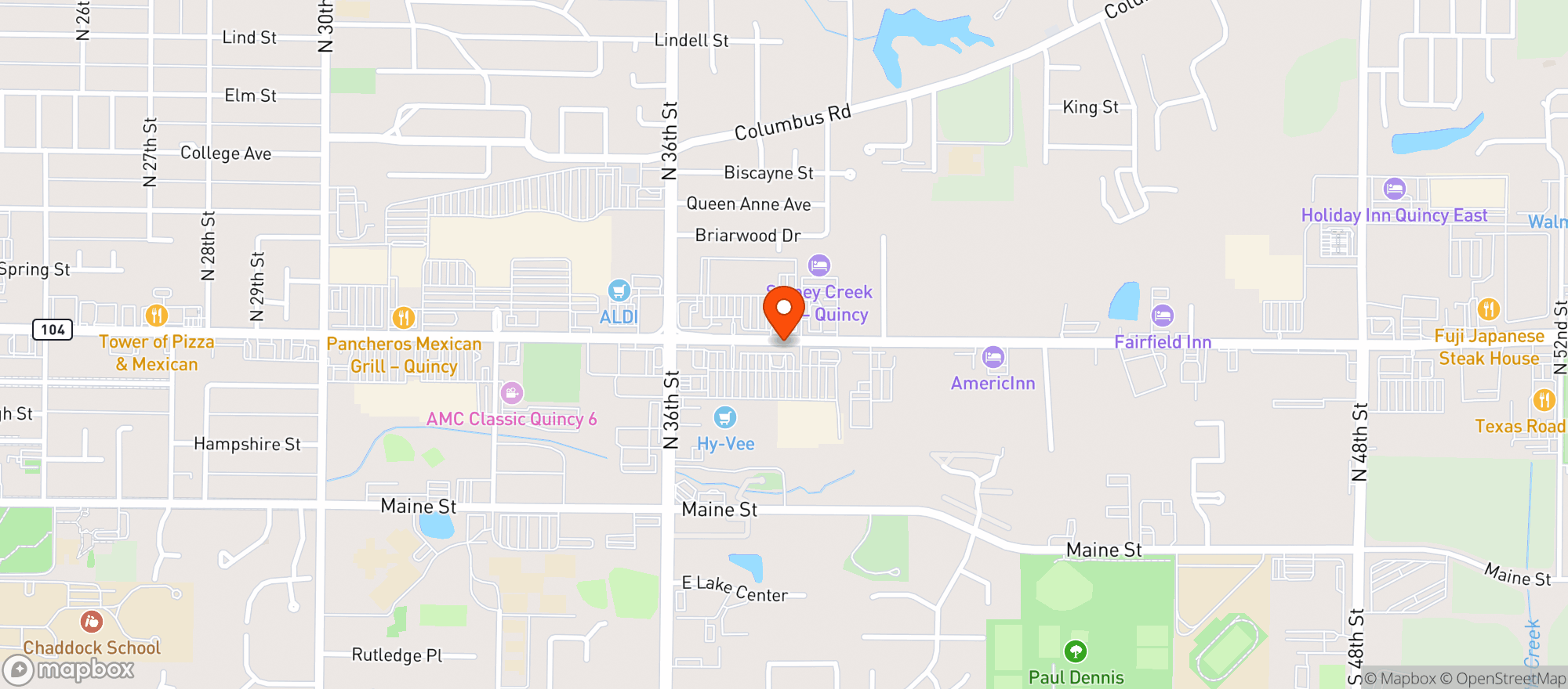 Map showing Hy Vee Food Store