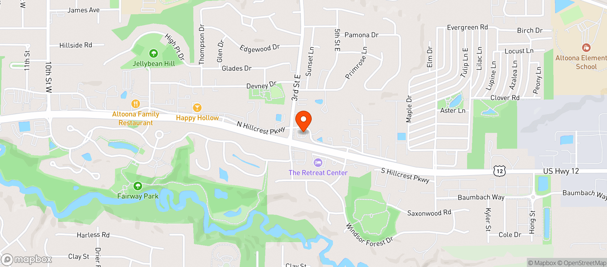 Map showing Hillcrest Mart