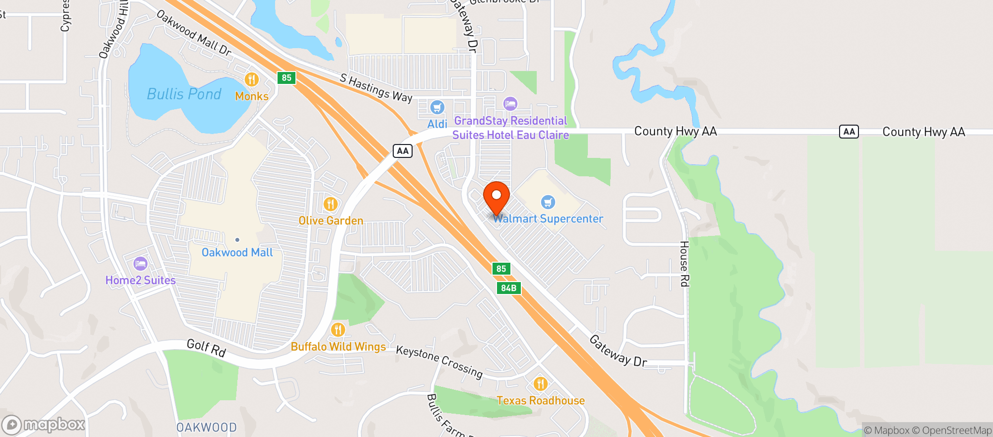Map showing Kwik Trip #1110