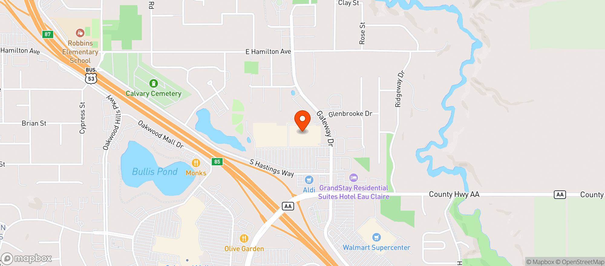 Map showing Target - Eau Claire