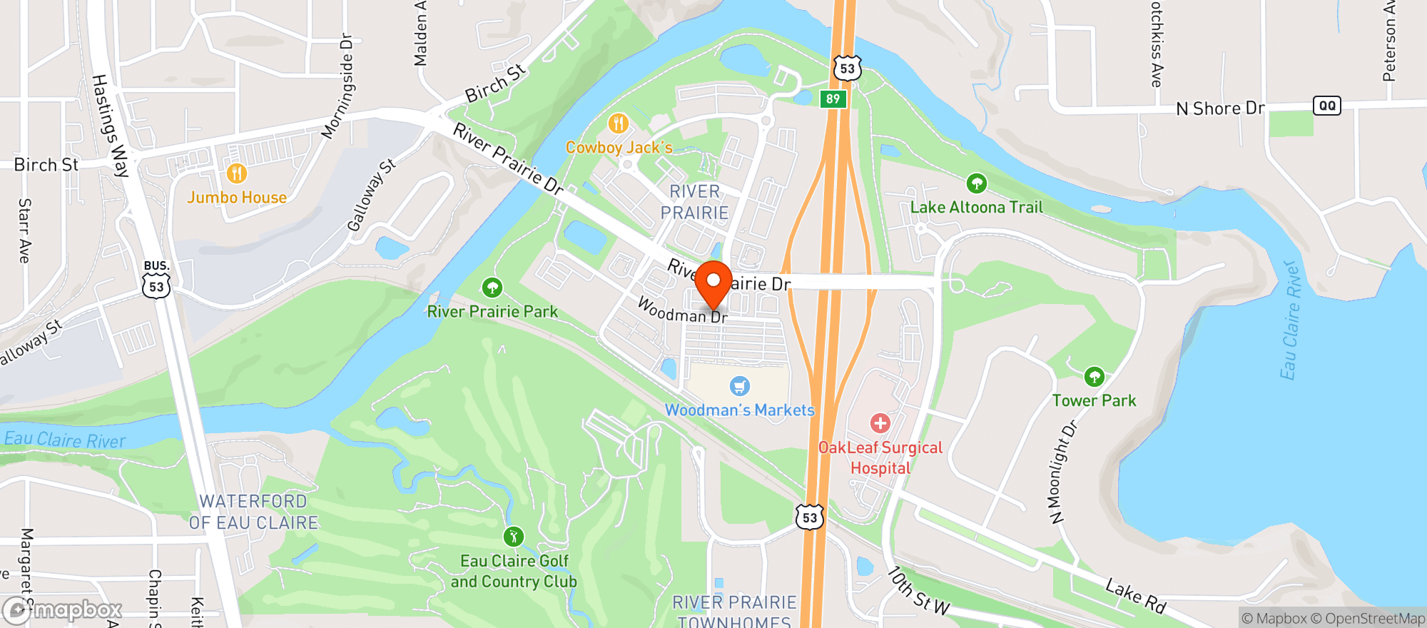 Map showing Woodmans Food Market