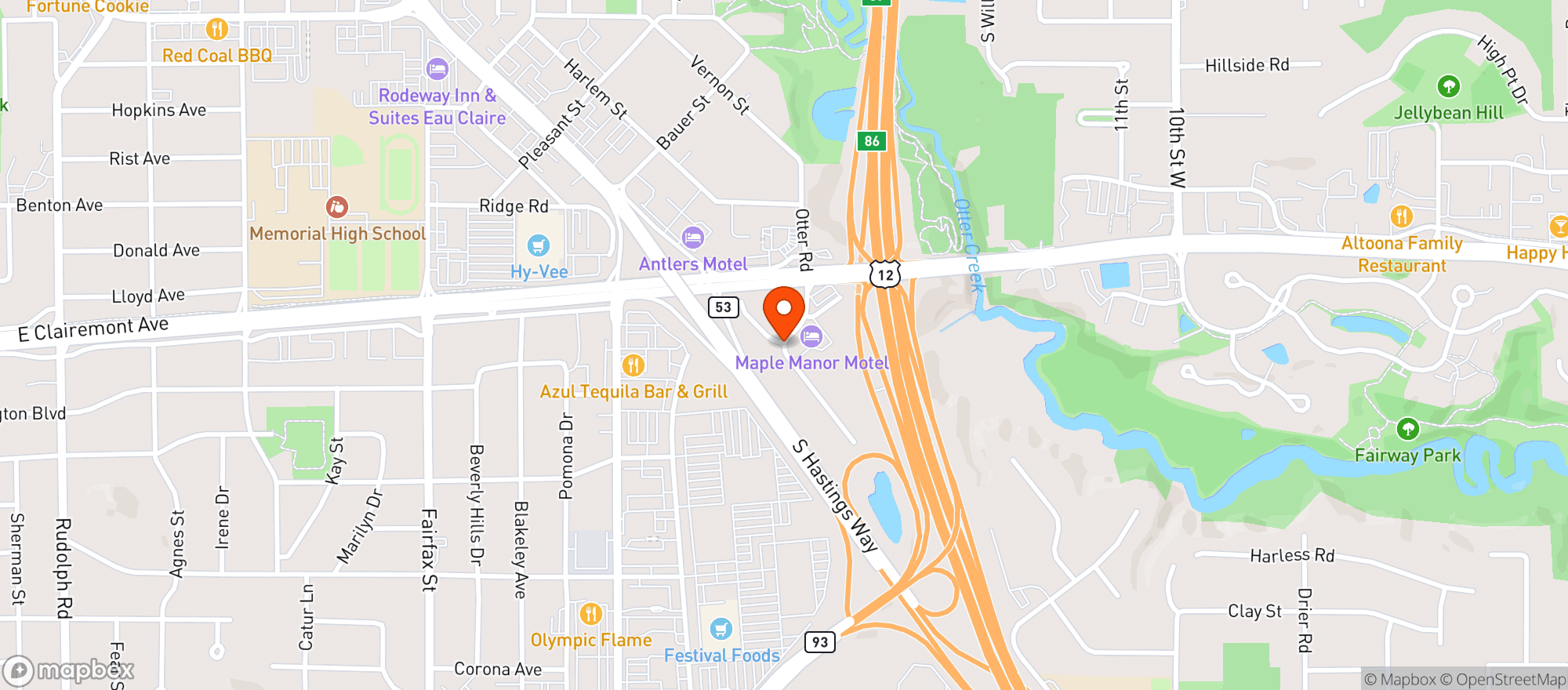 Map showing Rancho Grande Bar & Grill