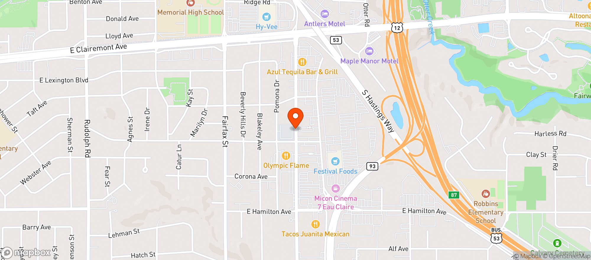 Map showing Sammys Pizza