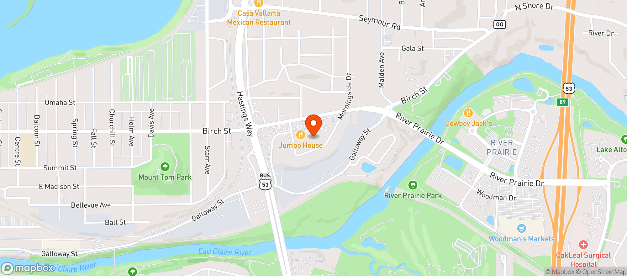 Map showing Festival (L)-Birch St