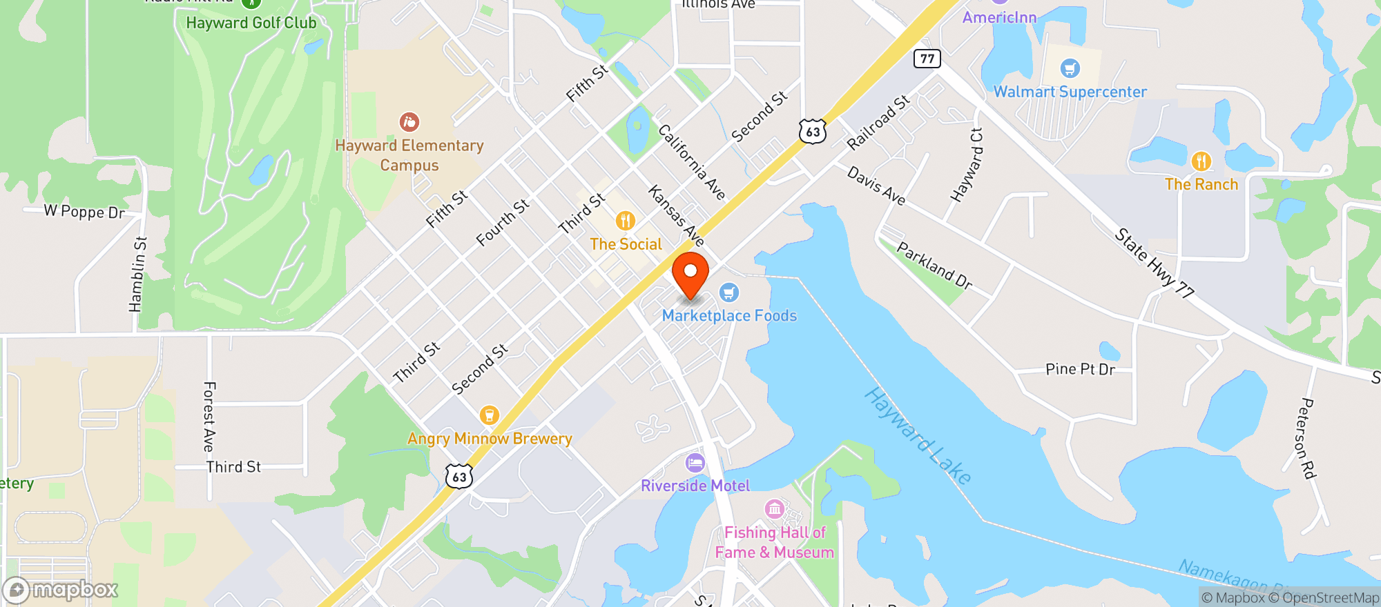 Map showing MARKETPLACE FOODS