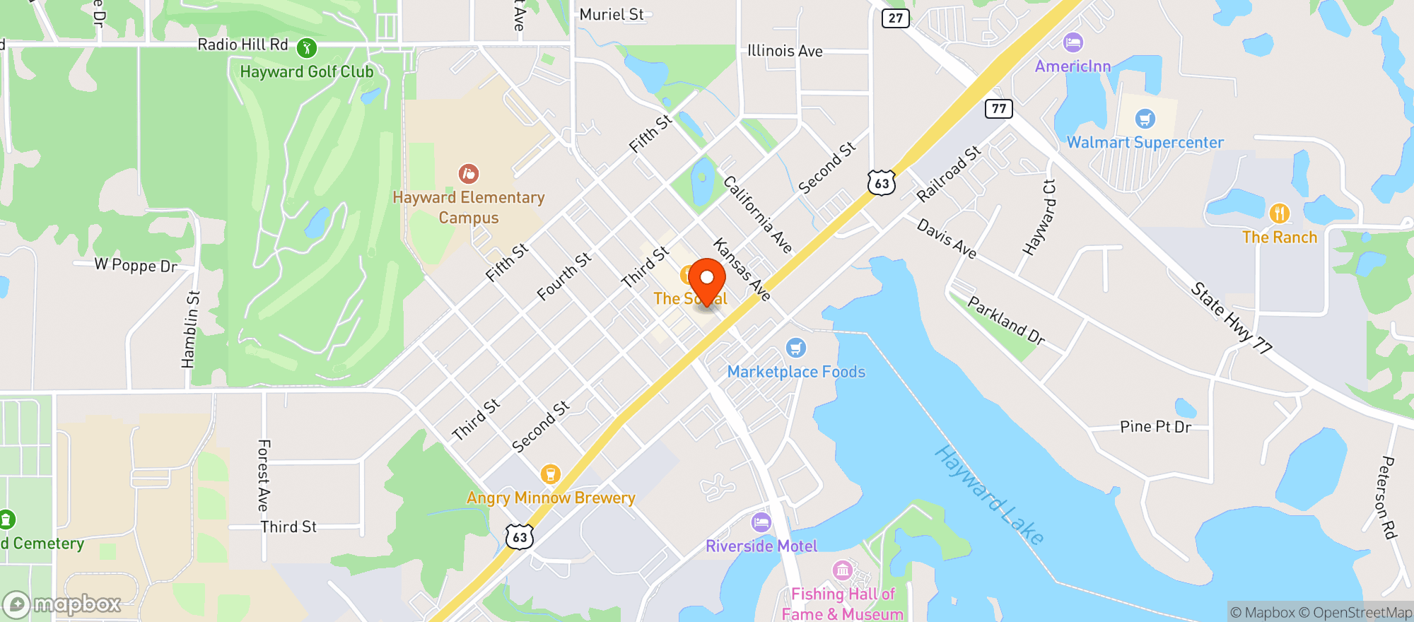 Map showing Anglers Bar & Grill