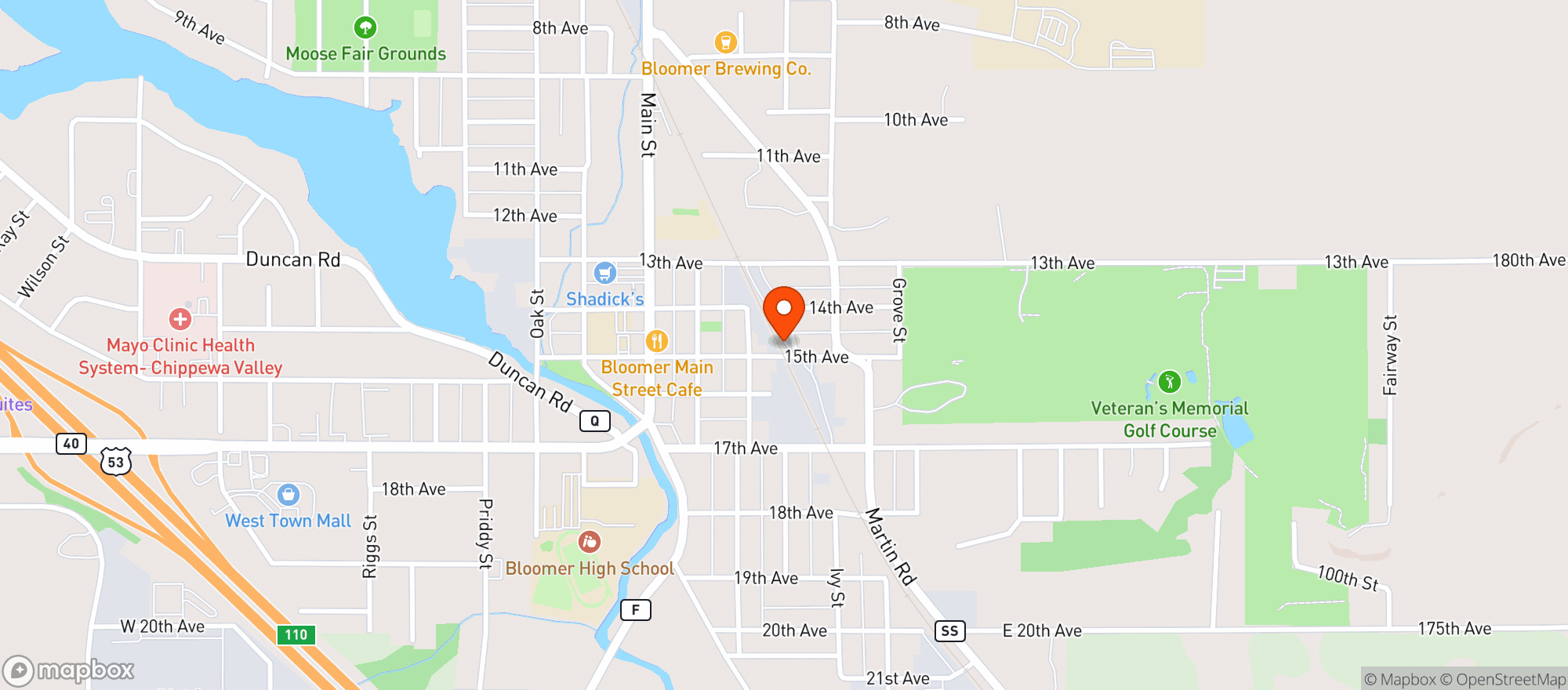 Map showing Bloomer House