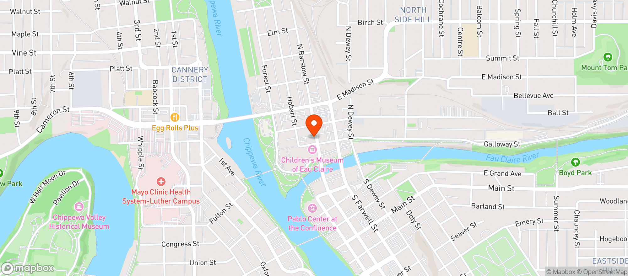 Map showing Menomonie Mkt Food Coop