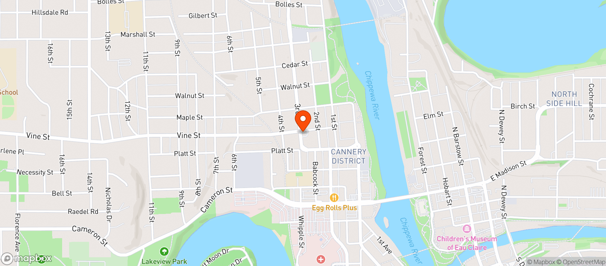 Map showing 3rd & Vine