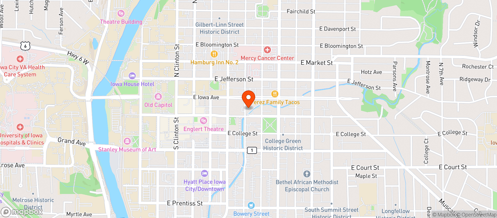 Map showing New Pioneer Food Co Op