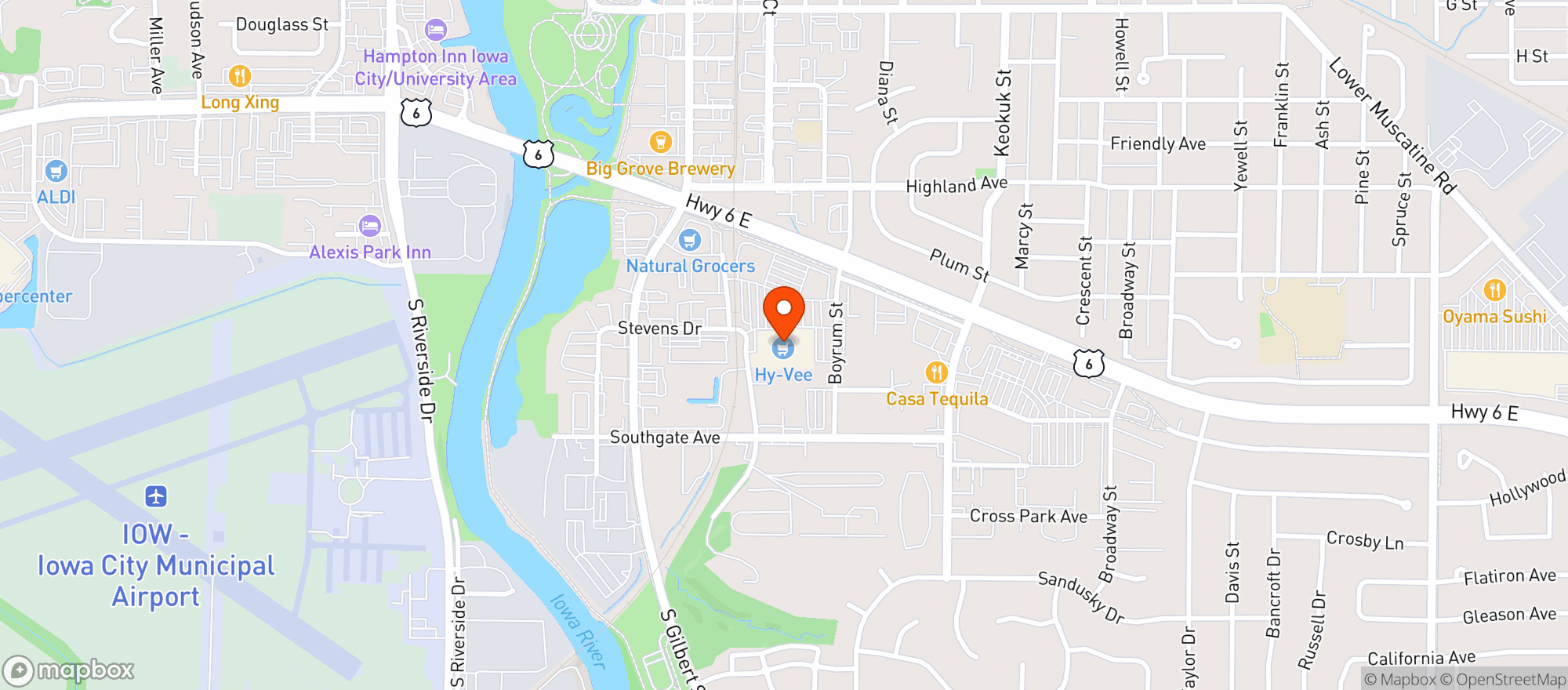 Map showing HY VEE WINE & SPIRITS #1281