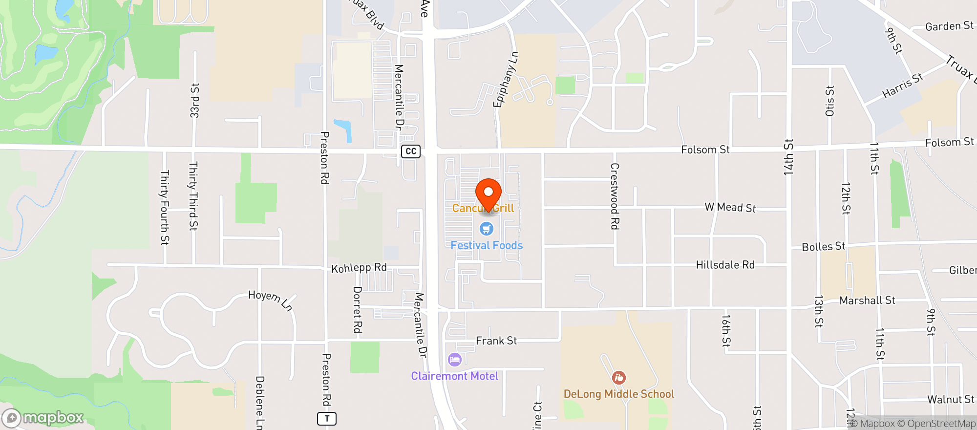 Map showing FESTIVAL FOODS - CLAIREMONT