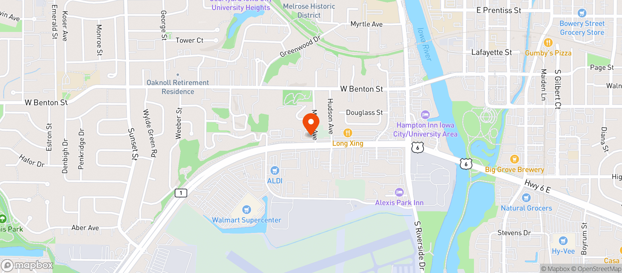 Map showing Essentials Iowa City