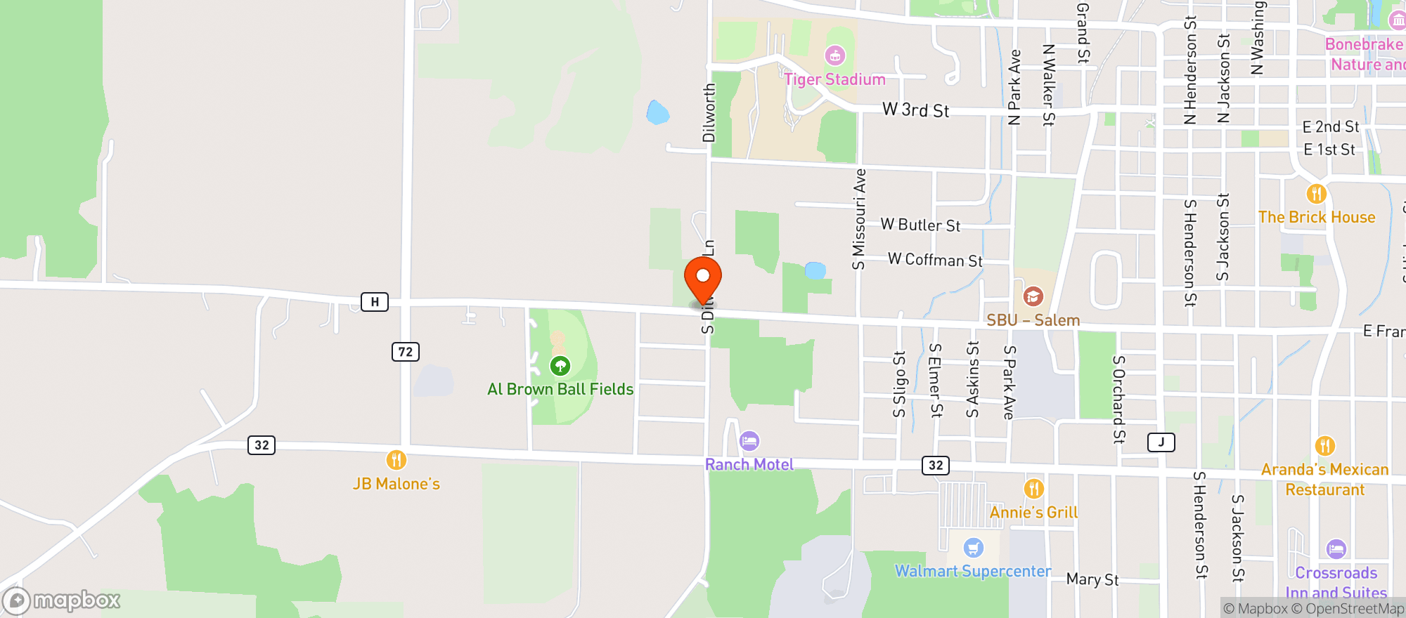 Map showing Wells Package Store