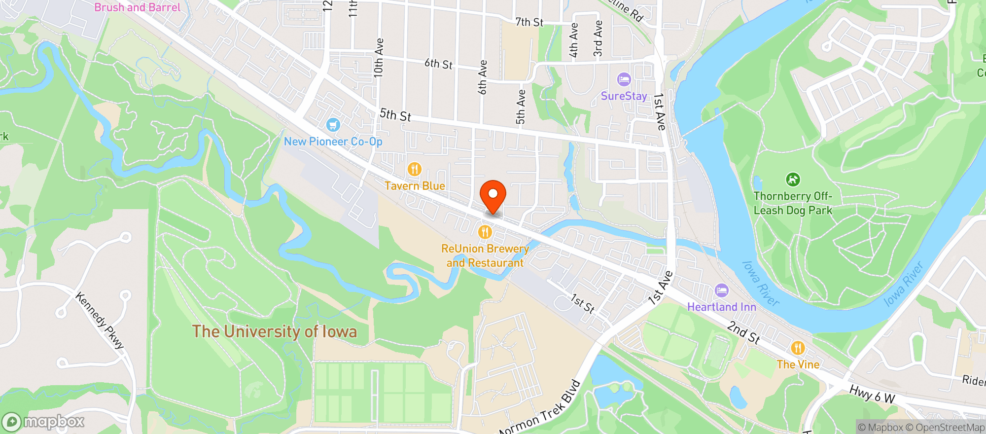 Map showing Reunion Brewery