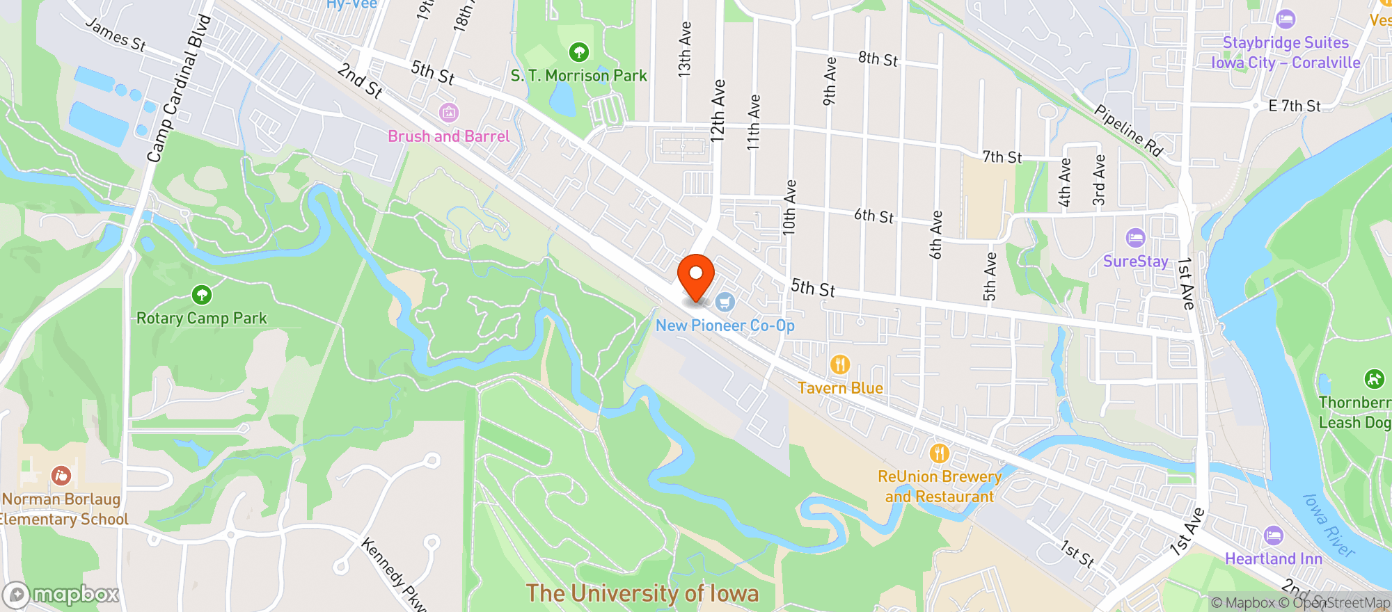 Map showing New Pioneer Food Co Op
