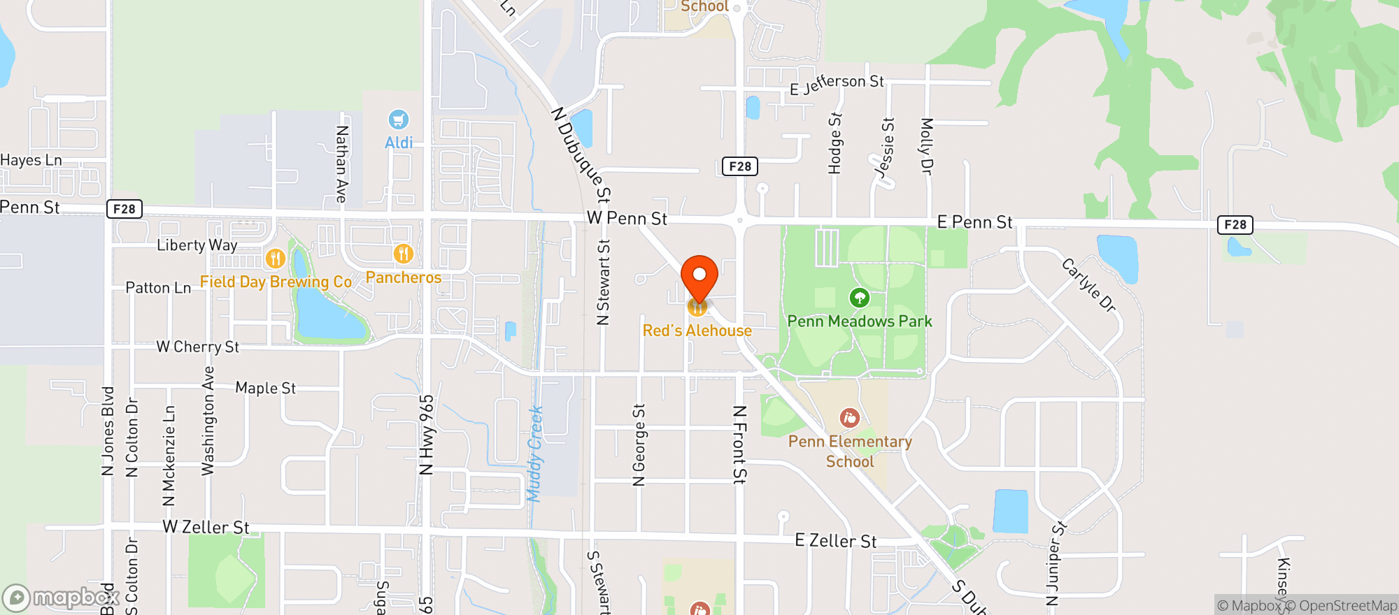 Map showing Reds Alehouse